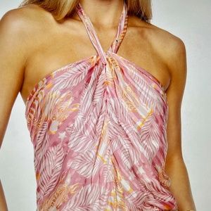 Ramy Brook  Printed Fern silk halter top XXS  NWT